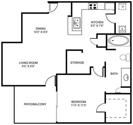 1A | One Bedroom Floor Plan 1