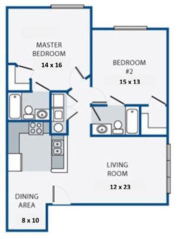 Two Bedroom/Two Bath Floor Plan 4