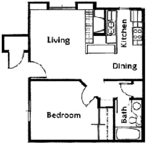 One Bedroom Floor Plan 1