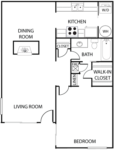 1A | One Bedroom Floor Plan 1