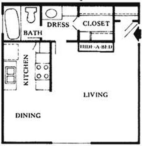 A | Studio Apartment Floor Plan 1