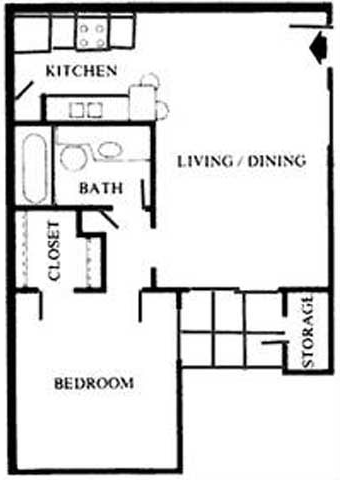 B | One Bedroom Floor Plan 2